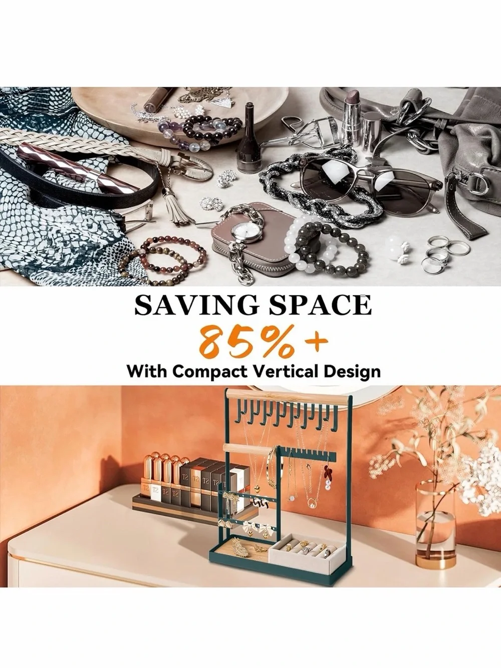 DreamGenius Green Jewelry Organizer w Velvet Ring💍Holder